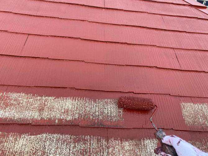 屋根中塗り作業